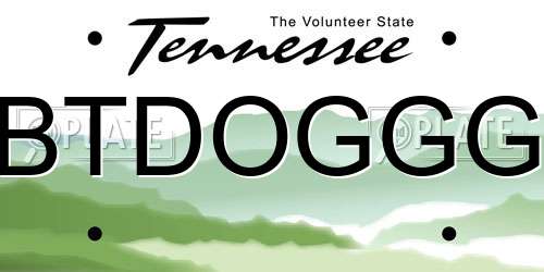 BTDOGGG Tennessee License Plate