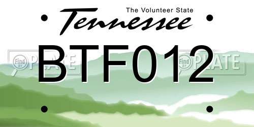 BTF012 Tennessee License Plate
