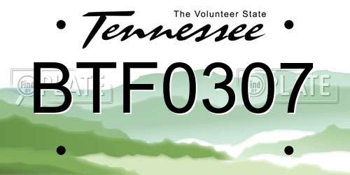 BTF0307 Tennessee License Plate