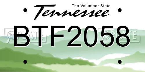 BTF2058 Tennessee License Plate