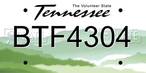 BTF4304 Tennessee License Plate