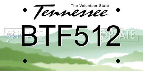 BTF512 Tennessee License Plate