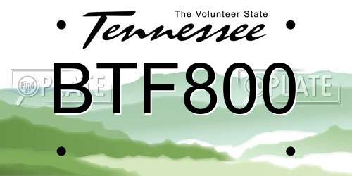 BTF800 Tennessee License Plate