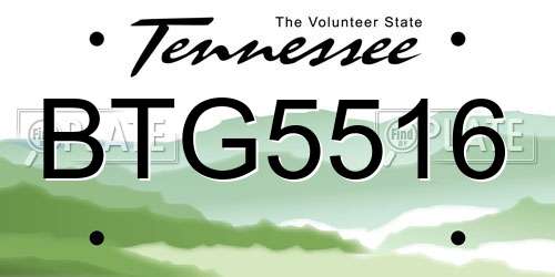 BTG5516 Tennessee License Plate