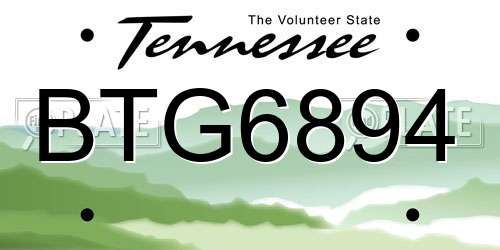 BTG6894 Tennessee License Plate