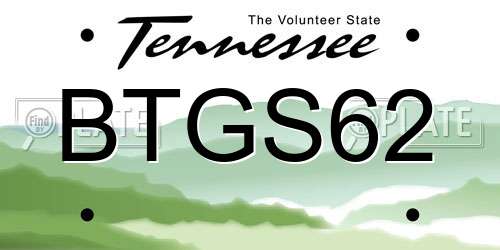 BTGS62 Tennessee License Plate