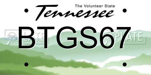 BTGS67 Tennessee License Plate