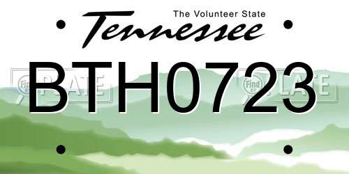 BTH0723 Tennessee License Plate
