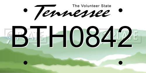 BTH0842 Tennessee License Plate