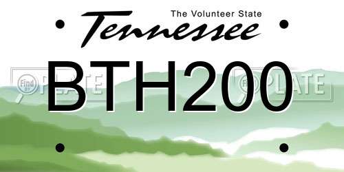 BTH200 Tennessee License Plate