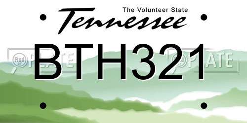 BTH321 Tennessee License Plate