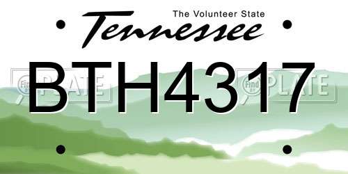 BTH4317 Tennessee License Plate