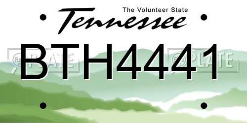 BTH4441 Tennessee License Plate