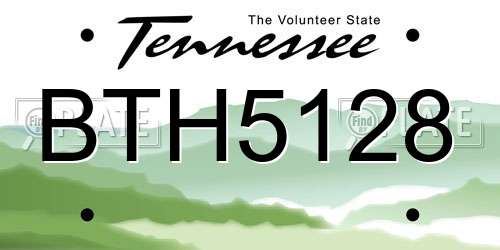 BTH5128 Tennessee License Plate