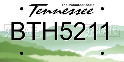 BTH5211 Tennessee License Plate