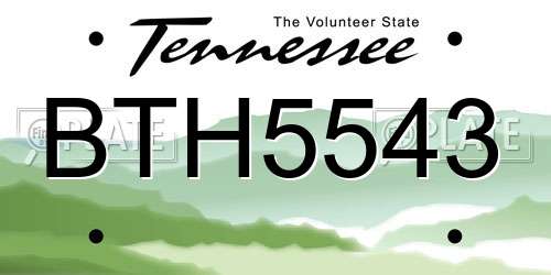 BTH5543 Tennessee License Plate