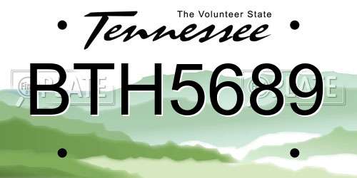 BTH5689 Tennessee License Plate