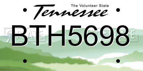 BTH5698 Tennessee License Plate