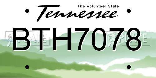BTH7078 Tennessee License Plate