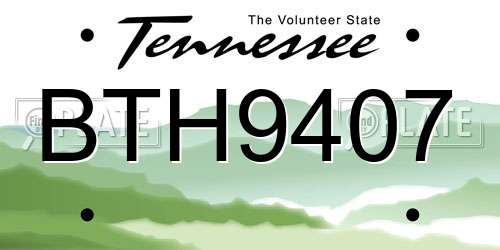BTH9407 Tennessee License Plate