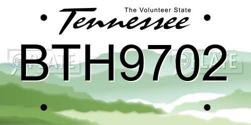 BTH9702 Tennessee License Plate