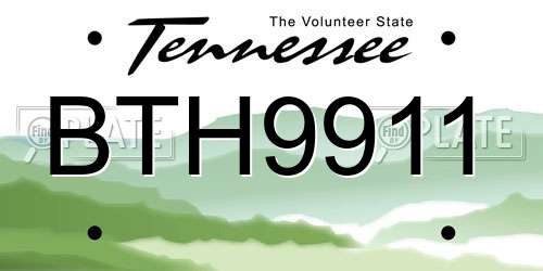 BTH9911 Tennessee License Plate
