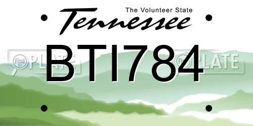 BTI784 Tennessee License Plate