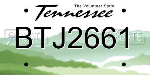 BTJ2661 Tennessee License Plate