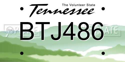 BTJ486 Tennessee License Plate
