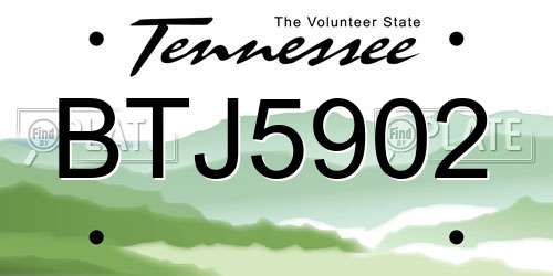 BTJ5902 Tennessee License Plate