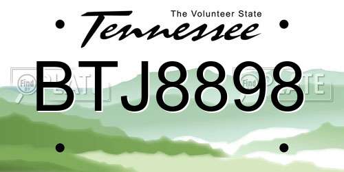 BTJ8898 Tennessee License Plate