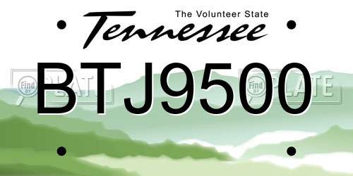 BTJ9500 Tennessee License Plate