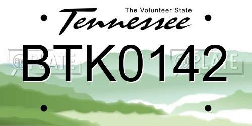 BTK0142 Tennessee License Plate