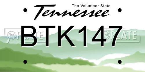 BTK147 Tennessee License Plate