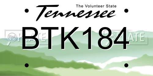 BTK184 Tennessee License Plate