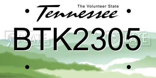 BTK2305 Tennessee License Plate