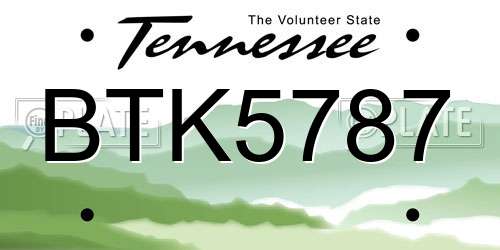 BTK5787 Tennessee License Plate
