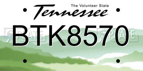 BTK8570 Tennessee License Plate