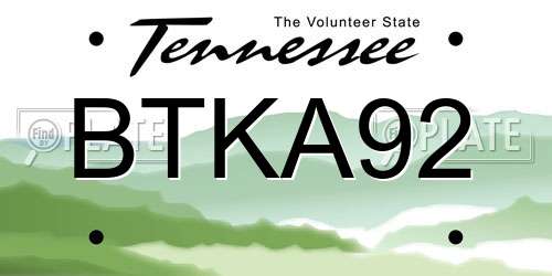 BTKA92 Tennessee License Plate