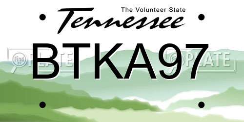 BTKA97 Tennessee License Plate