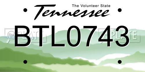 BTL0743 Tennessee License Plate