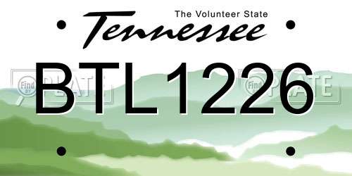 BTL1226 Tennessee License Plate