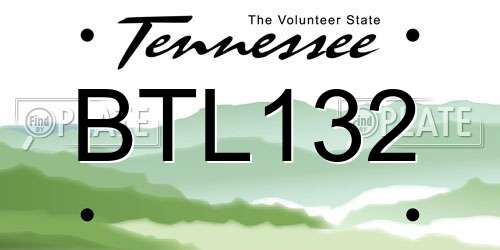 BTL132 Tennessee License Plate