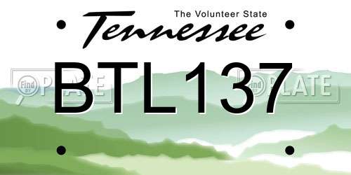 BTL137 Tennessee License Plate