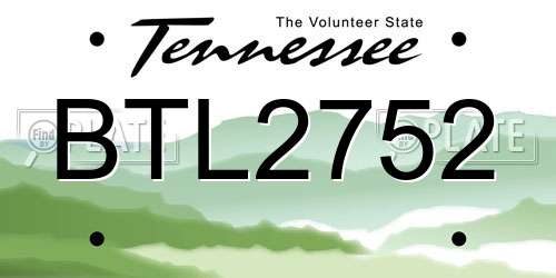 BTL2752 Tennessee License Plate