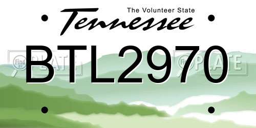 BTL2970 Tennessee License Plate
