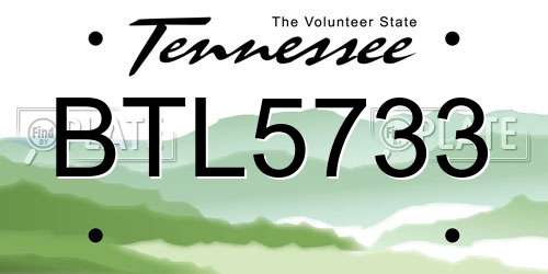 BTL5733 Tennessee License Plate