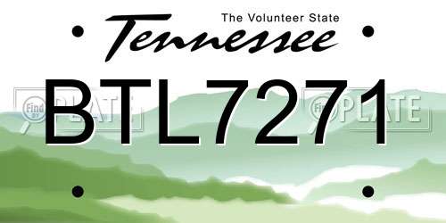 BTL7271 Tennessee License Plate