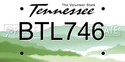 BTL746 Tennessee License Plate