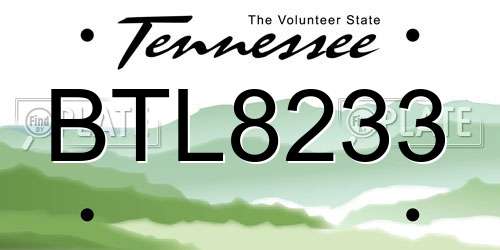 BTL8233 Tennessee License Plate